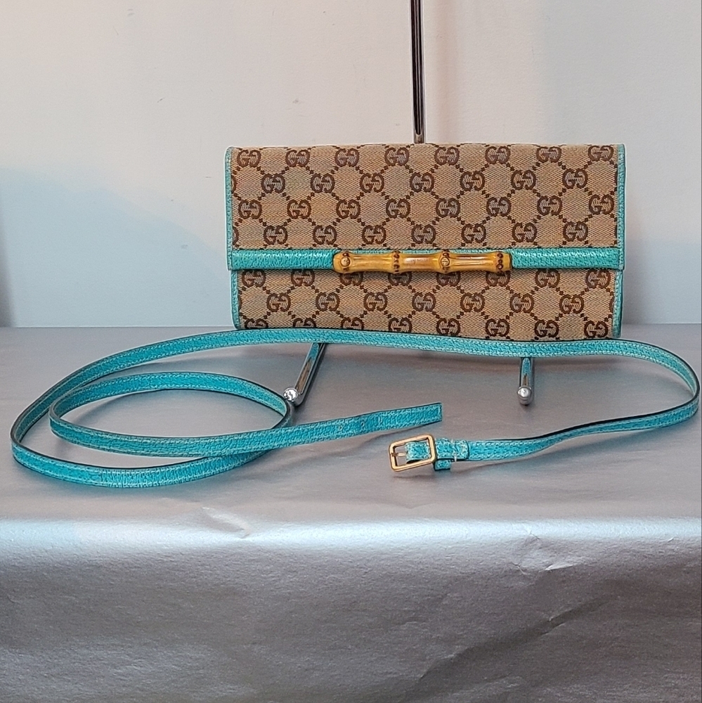 Gucci Monogram Bamboo Bar Clutch / Crossbody